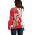 Singapore Off Shoulder Sweater The Merlion With Red Orchid - Wonder Print Shop