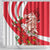 Singapore Shower Curtain The Merlion With Red Orchid