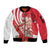 Singapore Sleeve Zip Bomber Jacket The Merlion With Red Orchid - Wonder Print Shop