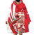 Singapore Wearable Blanket Hoodie The Merlion With Red Orchid - Wonder Print Shop