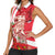 Singapore Women Sleeveless Polo Shirt The Merlion With Red Orchid - Wonder Print Shop