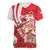 Singapore Women V-Neck T-Shirt The Merlion With Red Orchid - Wonder Print Shop