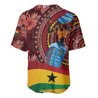 Maroon baseball jersey with tropical florals, red-yellow-green stripe, and black star hem