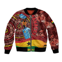 Unisex bomber jacket with full-front zipper, African animal and floral tropical print