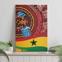 Red Ghana tropical canvas wall art featuring African woman portrait and yellow star