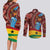 Panafest Couples Matching Long Sleeve Bodycon Dress and Long Sleeve Button Shirt Ghana Tropical African Pattern - Wonder Print Shop