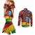 Panafest Couples Matching Mermaid Dress and Long Sleeve Button Shirt Ghana Tropical African Pattern