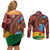 Panafest Couples Matching Off Shoulder Short Dress and Long Sleeve Button Shirt Ghana Tropical African Pattern - Wonder Print Shop