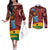 Panafest Couples Matching Off The Shoulder Long Sleeve Dress and Long Sleeve Button Shirt Ghana Tropical African Pattern