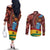 Panafest Couples Matching Off The Shoulder Long Sleeve Dress and Long Sleeve Button Shirt Ghana Tropical African Pattern