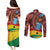 Panafest Couples Matching Puletasi and Long Sleeve Button Shirt Ghana Tropical African Pattern - Wonder Print Shop