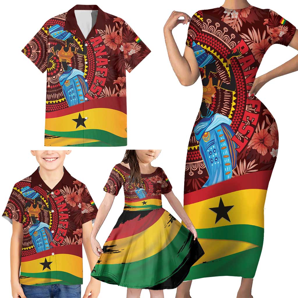 Panafest Family Matching Short Sleeve Bodycon Dress and Hawaiian Shirt Ghana Tropical African Pattern - Wonder Print Shop