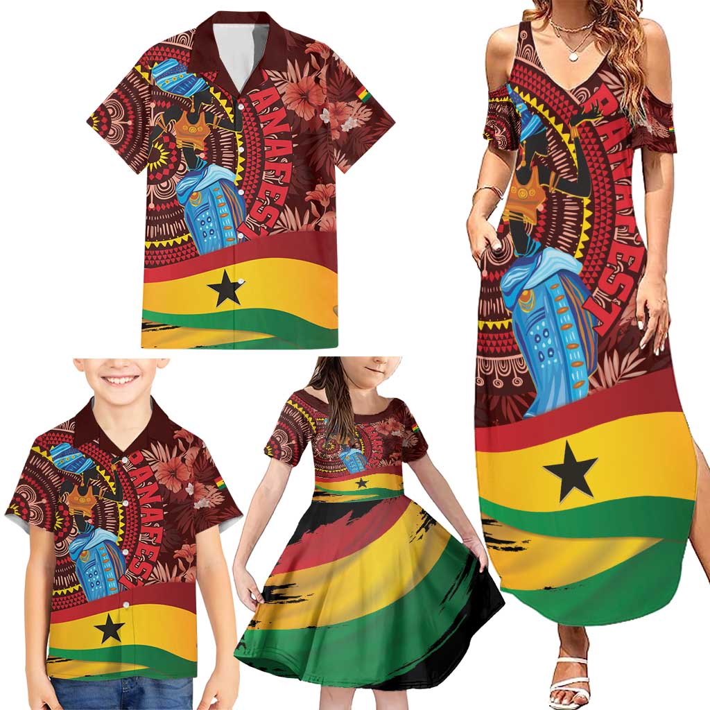 Panafest Family Matching Summer Maxi Dress and Hawaiian Shirt Ghana Tropical African Pattern - Wonder Print Shop