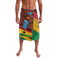 African pattern sarong wrap skirt, red/yellow/green with central portrait print