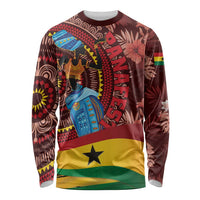 Unisex long-sleeve shirt with Ghana star stripe, colorful tropical African graphic print