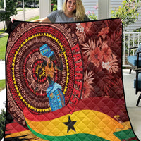Panafest quilt with Ghana-style portrait medallion, red maroon, yellow, green, and star