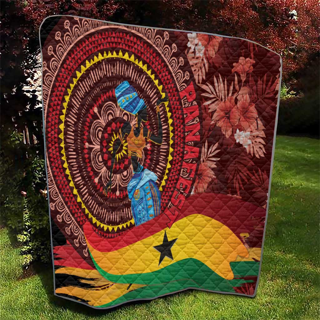 Panafest quilt featuring African portrait medallion, maroon red, yellow, green, and black star