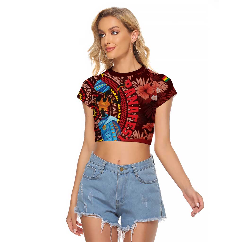 Panafest Raglan Cropped T Shirt Ghana Tropical African Pattern - Wonder Print Shop