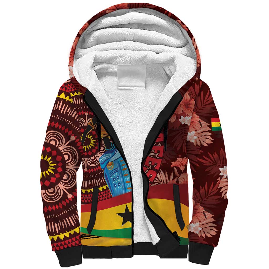 Panafest Sherpa Hoodie Ghana Tropical African Pattern - Wonder Print Shop