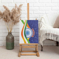 India Independence Day canvas wall art on easel showing blue mandala and tricolor stripes