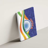 India Independence Day canvas wall art with thin white frame, blue mandala and tricolor