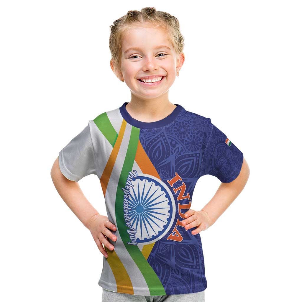 India Independence Day Kid T Shirt Mandala Paisley Floral - Wonder Print Shop