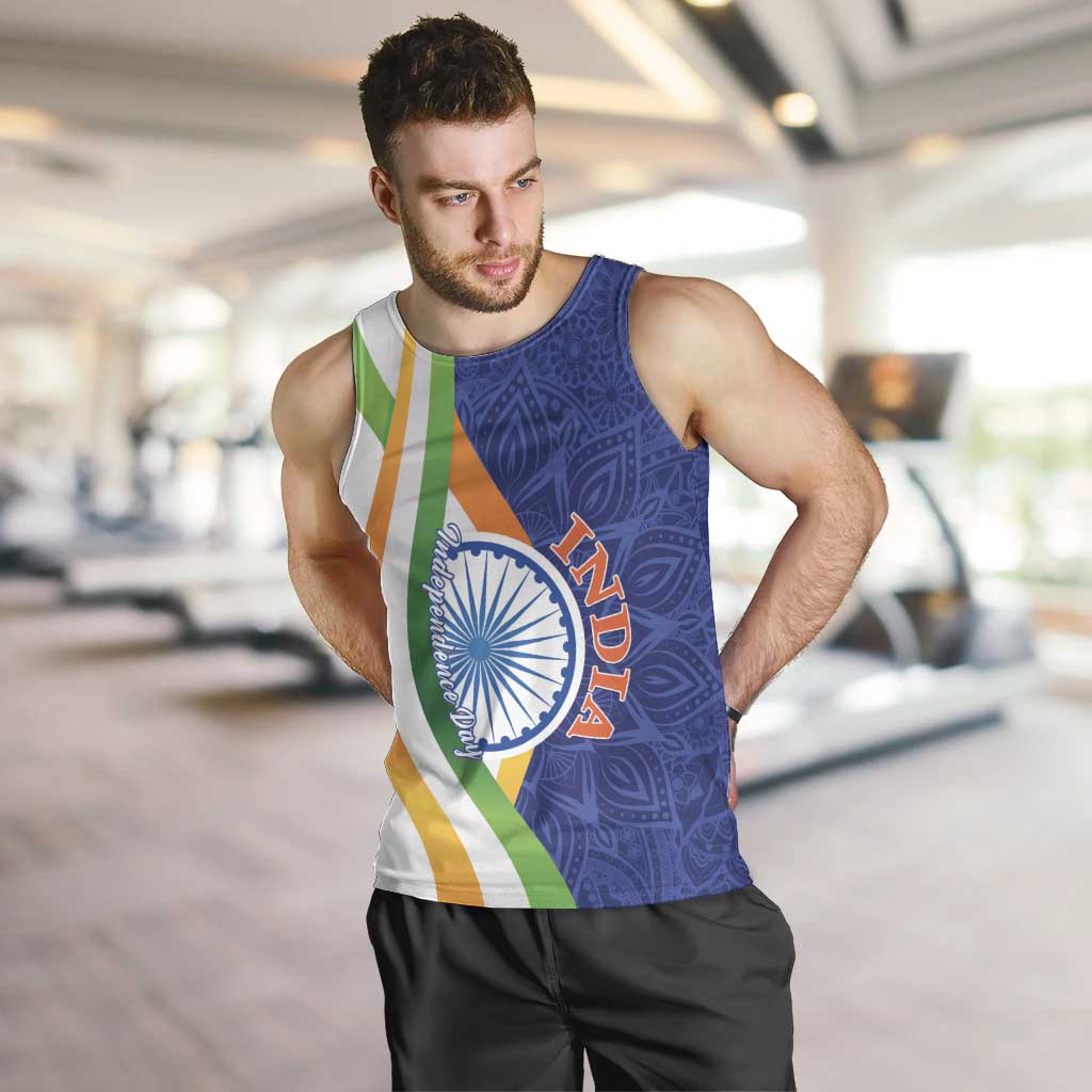 India Independence Day Men Tank Top Mandala Paisley Floral - Wonder Print Shop