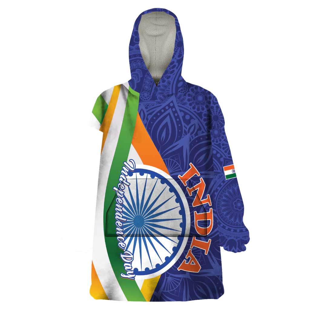 India Independence Day Wearable Blanket Hoodie Mandala Paisley Floral - Wonder Print Shop