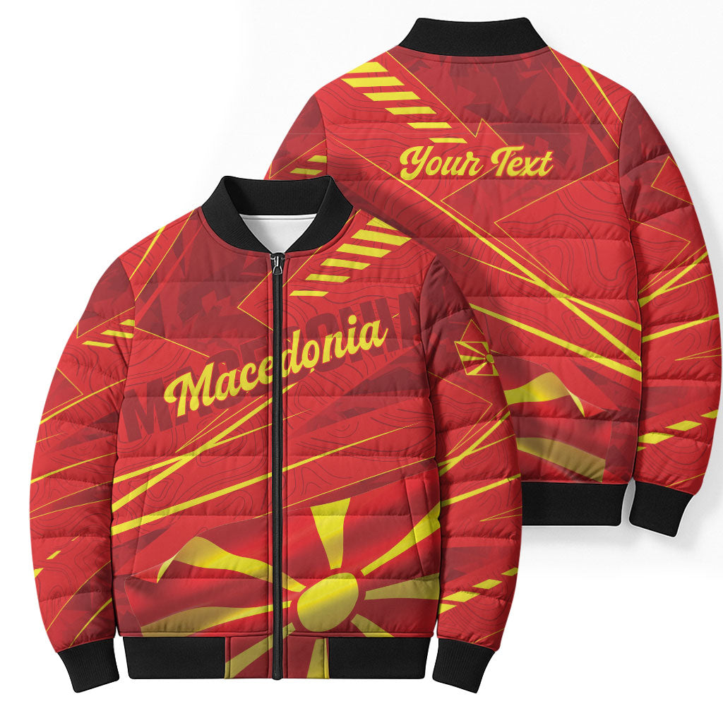 Personalised Macedonia Bomber Puffer Jacket Flag Color Inspired