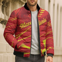 Personalised Macedonia Bomber Puffer Jacket Flag Color Inspired