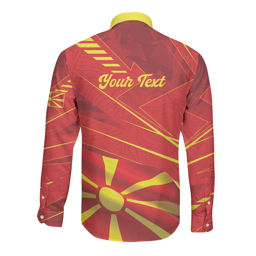 Personalised Macedonia Long Sleeve Button Shirt Flag Color Inspired