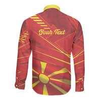 Personalised Macedonia Long Sleeve Button Shirt Flag Color Inspired