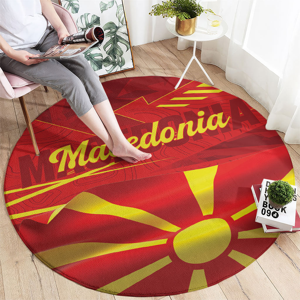Macedonia Round Carpet Flag Color Inspired