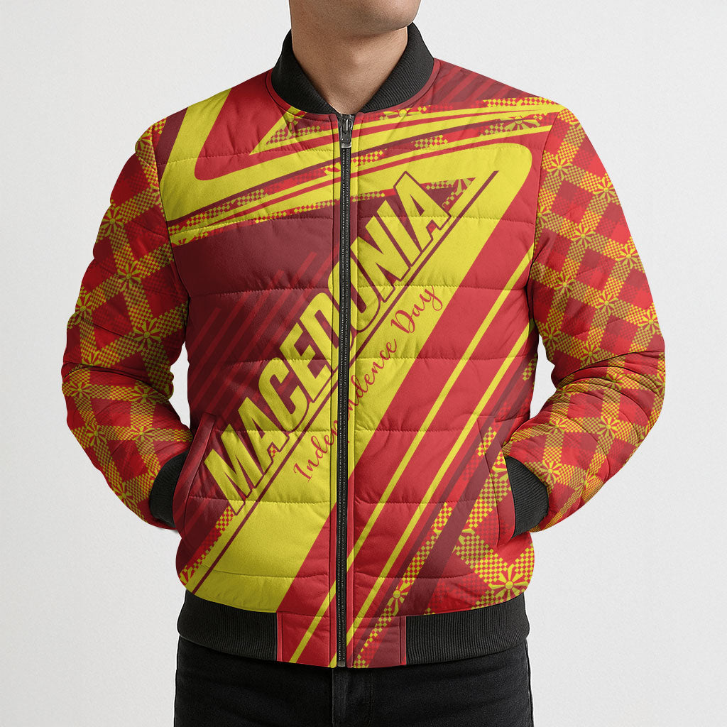 Personalised Macedonia Independence Day Bomber Puffer Jacket 8 September 1991