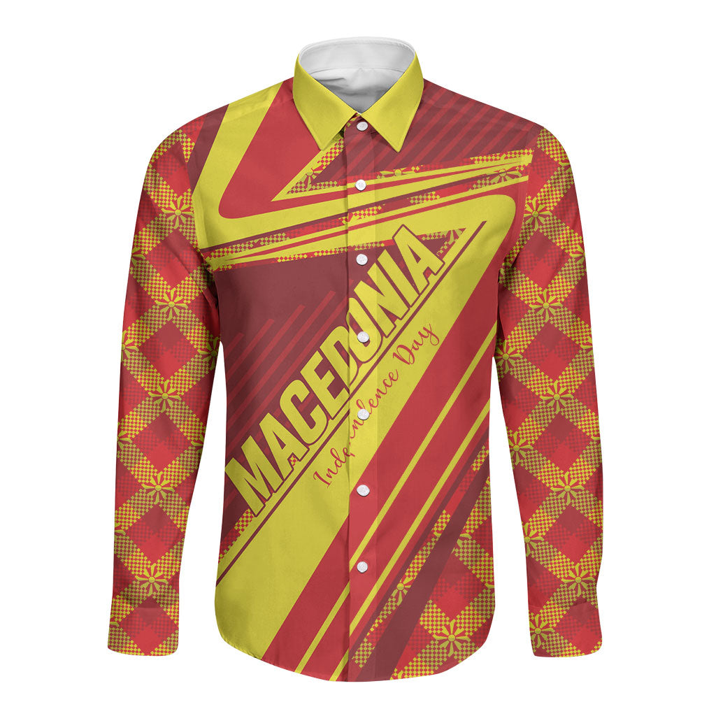 Personalised Macedonia Independence Day Long Sleeve Button Shirt 8 September 1991