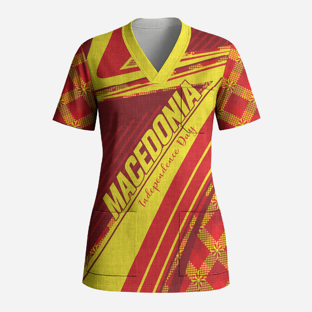 Personalised Macedonia Independence Day Scrub Top 8 September 1991