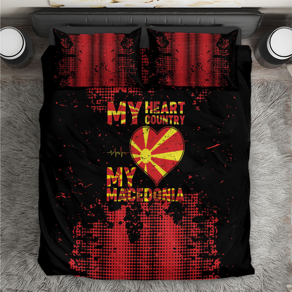 My Heart My Country My Macedonia Bedding Set Grunge Style