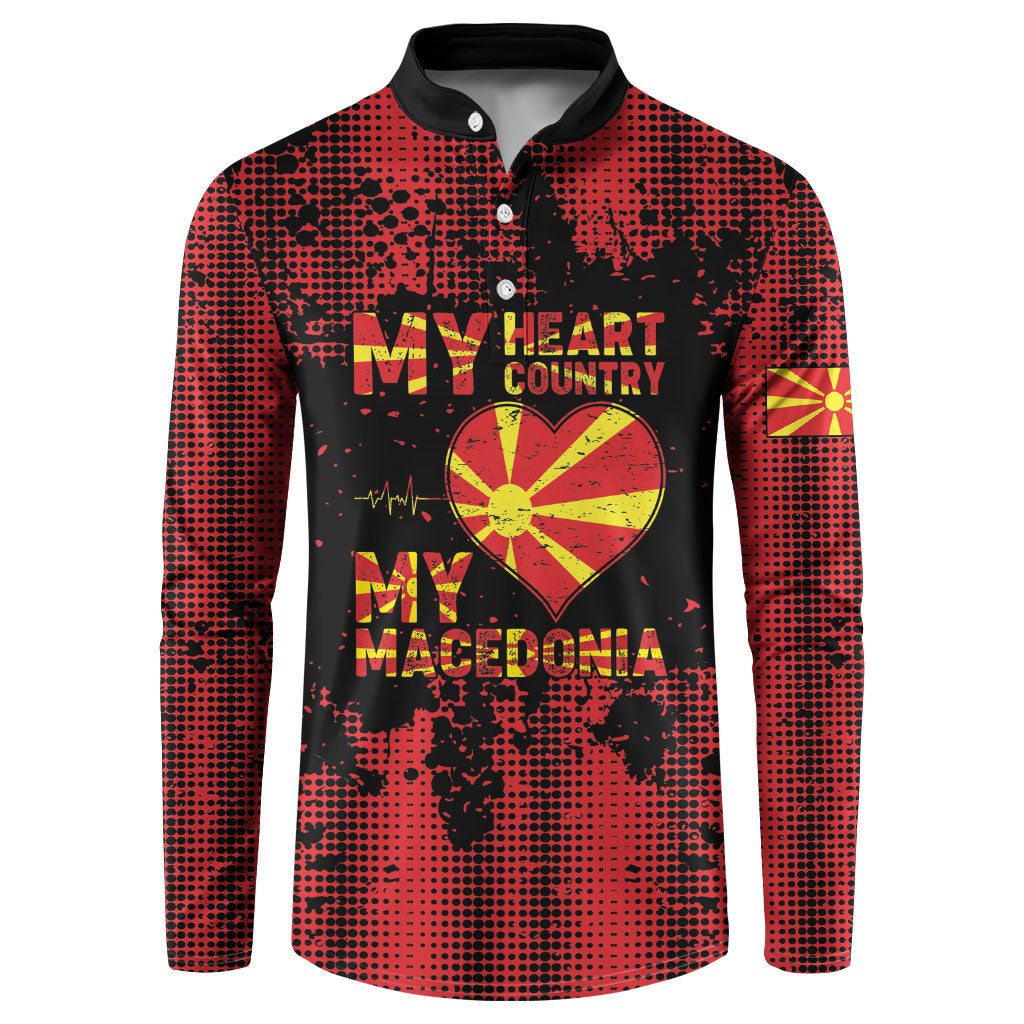 Personalised My Heart My Country My Macedonia Button Sweatshirt Grunge Style