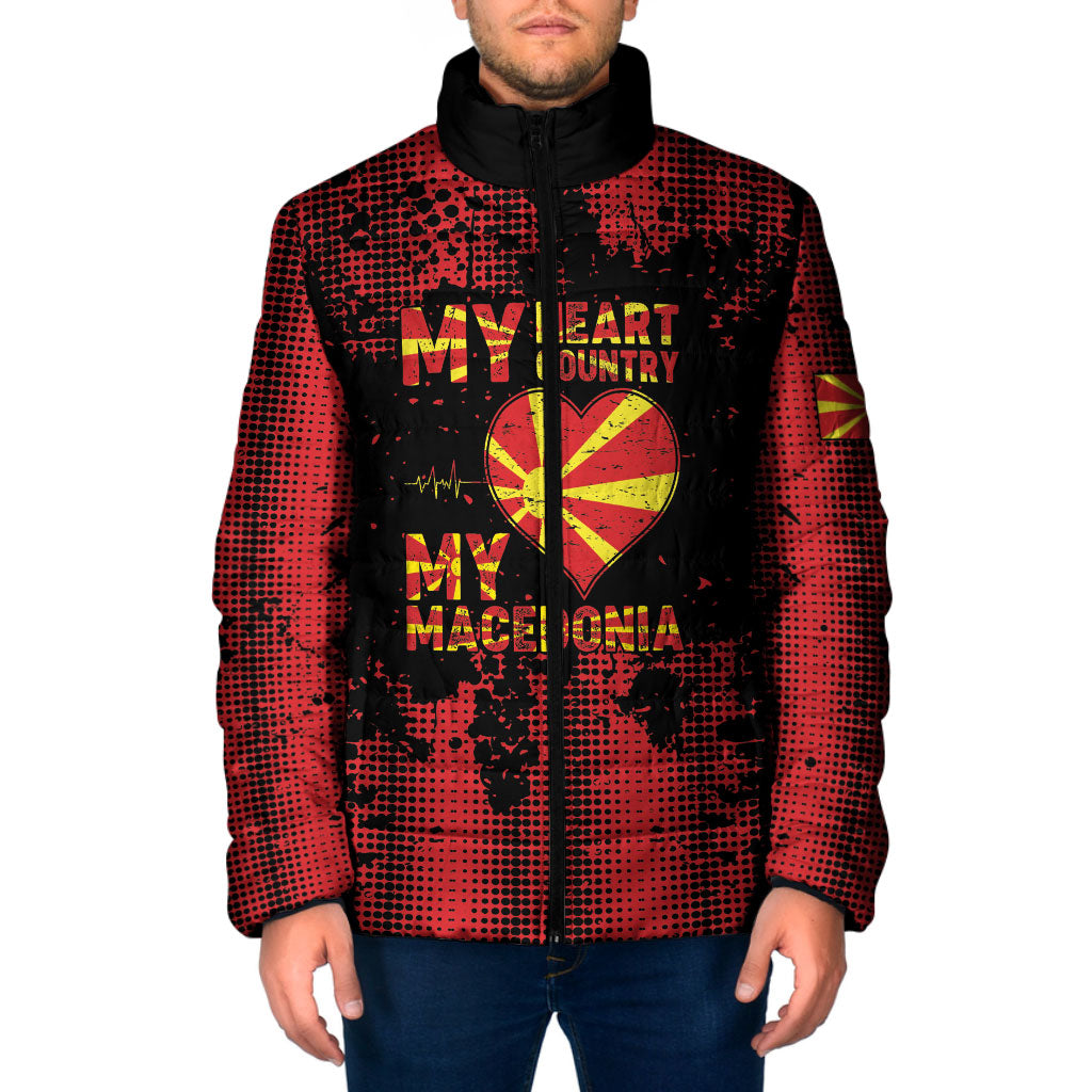 Personalised My Heart My Country My Macedonia Padded Jacket Grunge Style