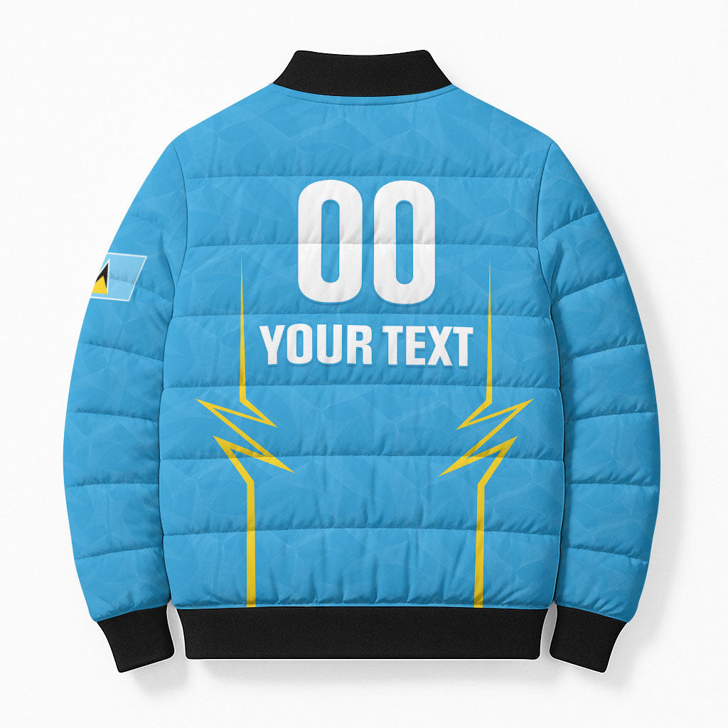 Custom Saint Lucia 2026 Cricket Kings Bomber Puffer Jacket Go Champions