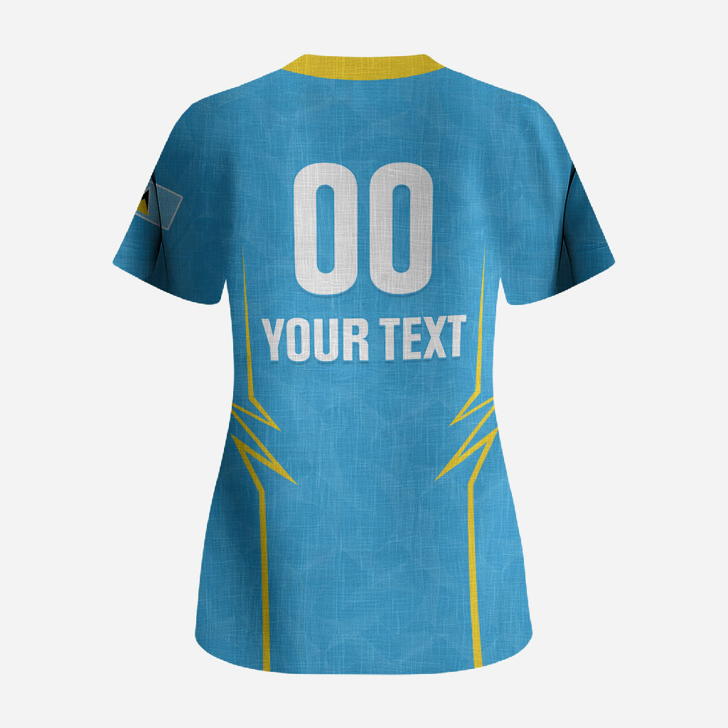 Custom Saint Lucia 2026 Cricket Kings Scrub Top Go Champions