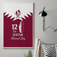 Red Qatar National Day wall art canvas with Qatar map silhouette and 12 Dec text