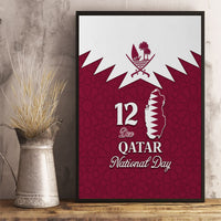Framed red Qatar National Day wall art with Qatar map silhouette and 12 Dec text