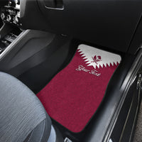 Red front car floor mat with Islamic geometric pattern and Your Text emblem