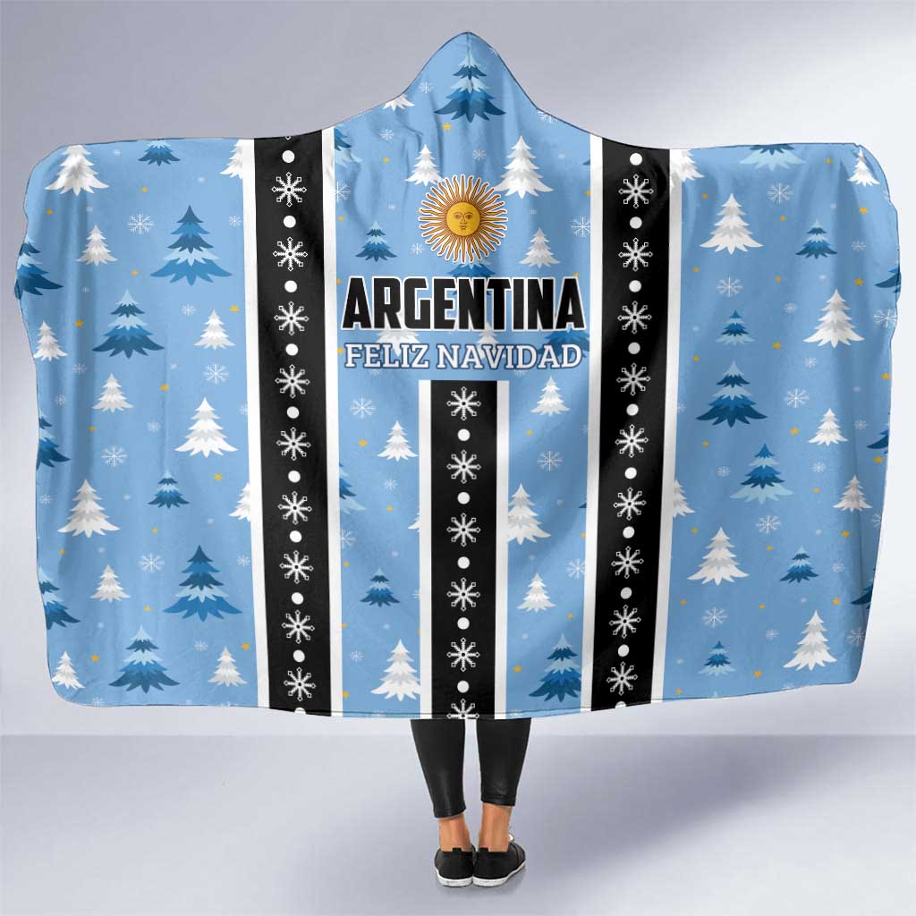 Argentina Christmas Hooded Blanket Feliz Navidad Sol de Mayo