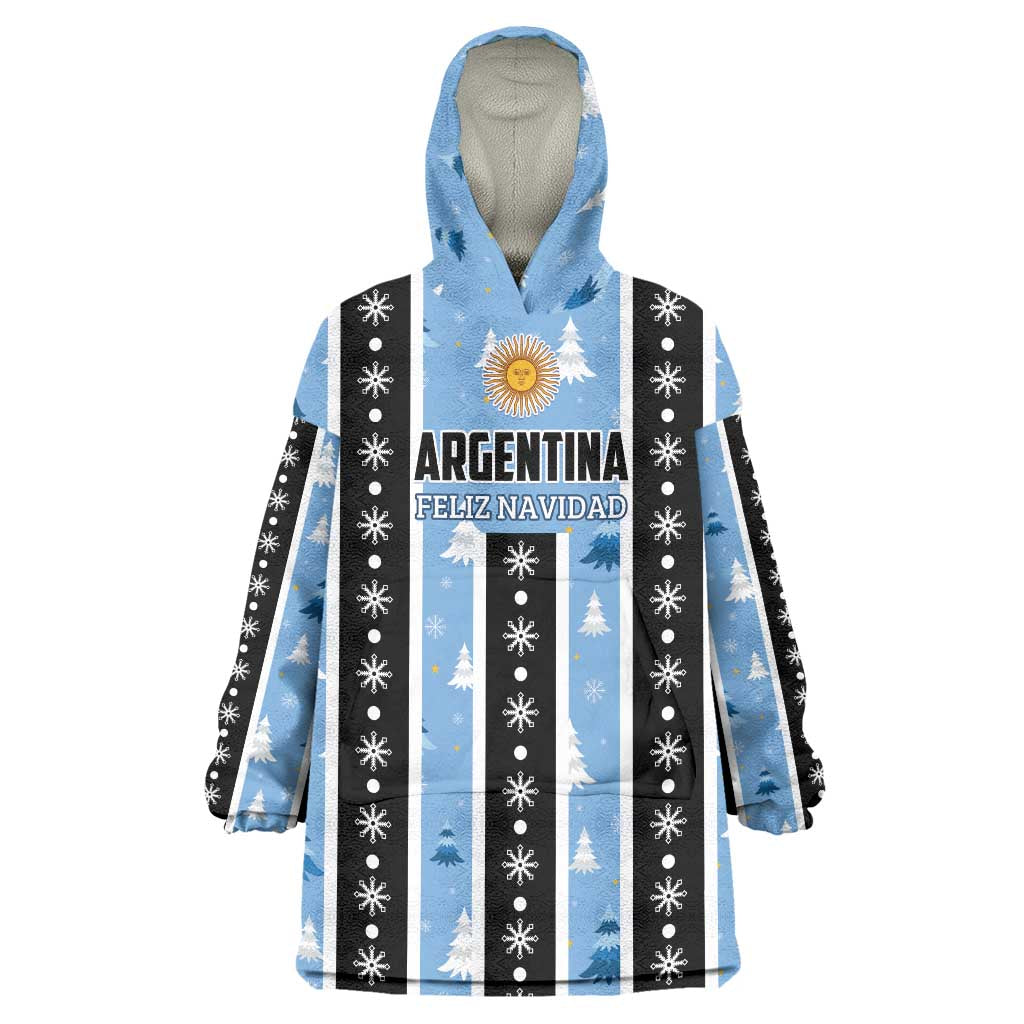 Argentina Christmas Wearable Blanket Hoodie Feliz Navidad Sol de Mayo