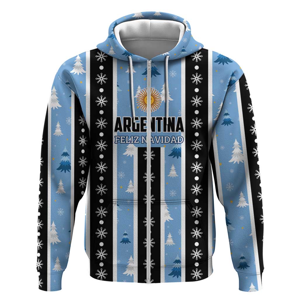 Argentina Christmas Zip Hoodie Feliz Navidad Sol de Mayo - Wonder Print Shop