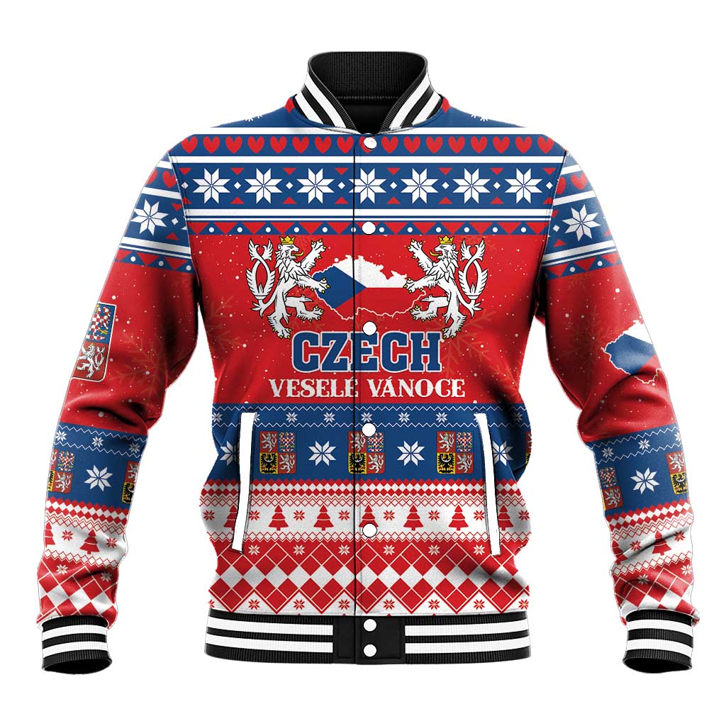 Personalized Czech Republic Christmas Baseball Jacket Czechia Vesele Vanoce - Wonder Print Shop