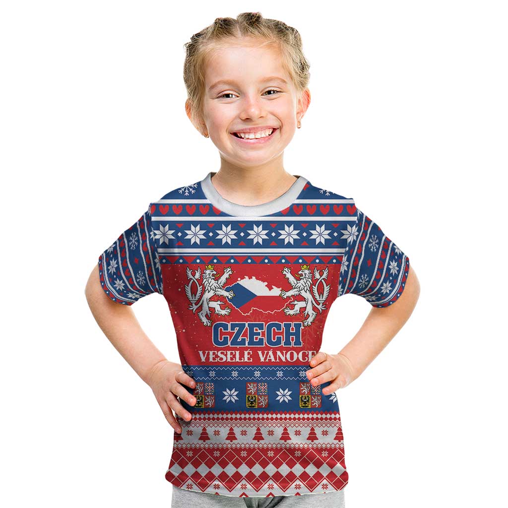 Personalized Czech Republic Christmas Kid T Shirt Czechia Vesele Vanoce - Wonder Print Shop