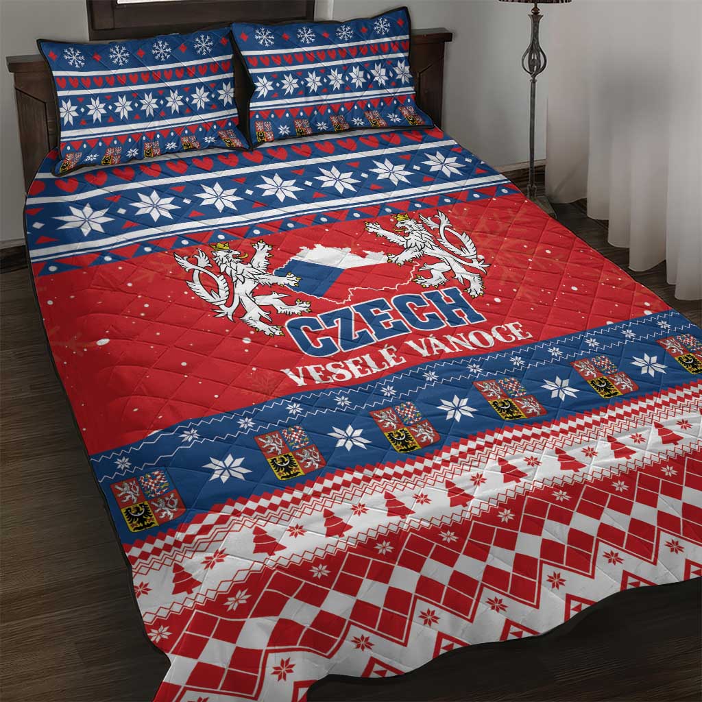 Czech Republic Christmas Quilt Bed Set Czechia Vesele Vanoce - Wonder Print Shop